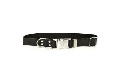 Modern Style Quick-Release Midnight Black Leather Dog Collar Euro-Dog Collars and Leads