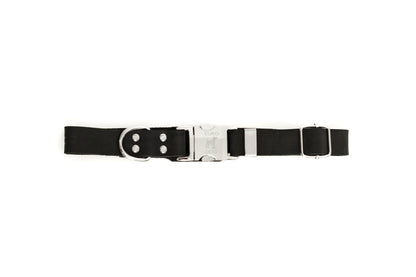 Modern Style Quick-Release Midnight Black Leather Dog Collar Euro-Dog Collars and Leads
