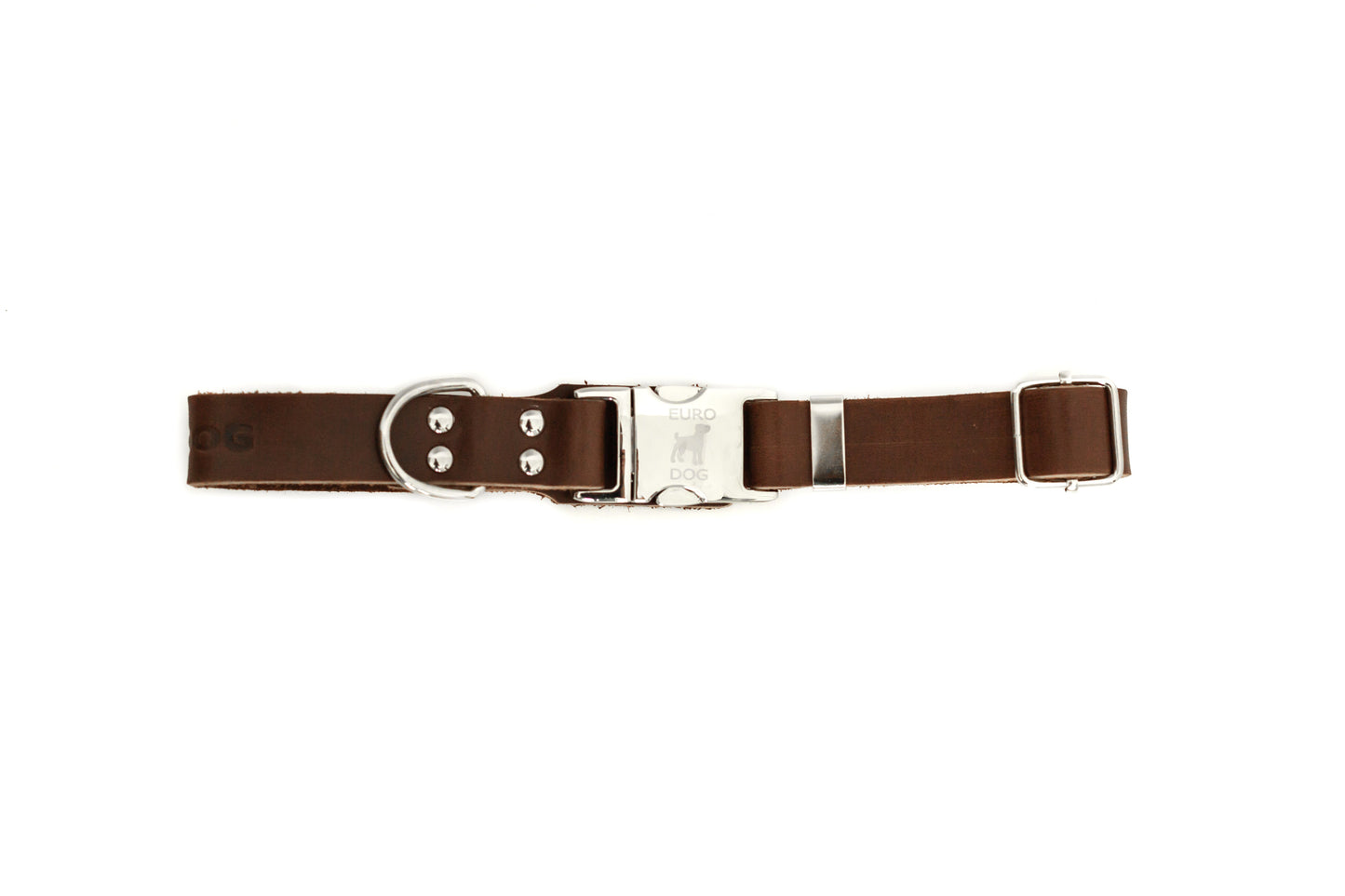 Modern Style Quick-Release Chocolate Leather Dog Collar Euro-Dog Collars and Leads