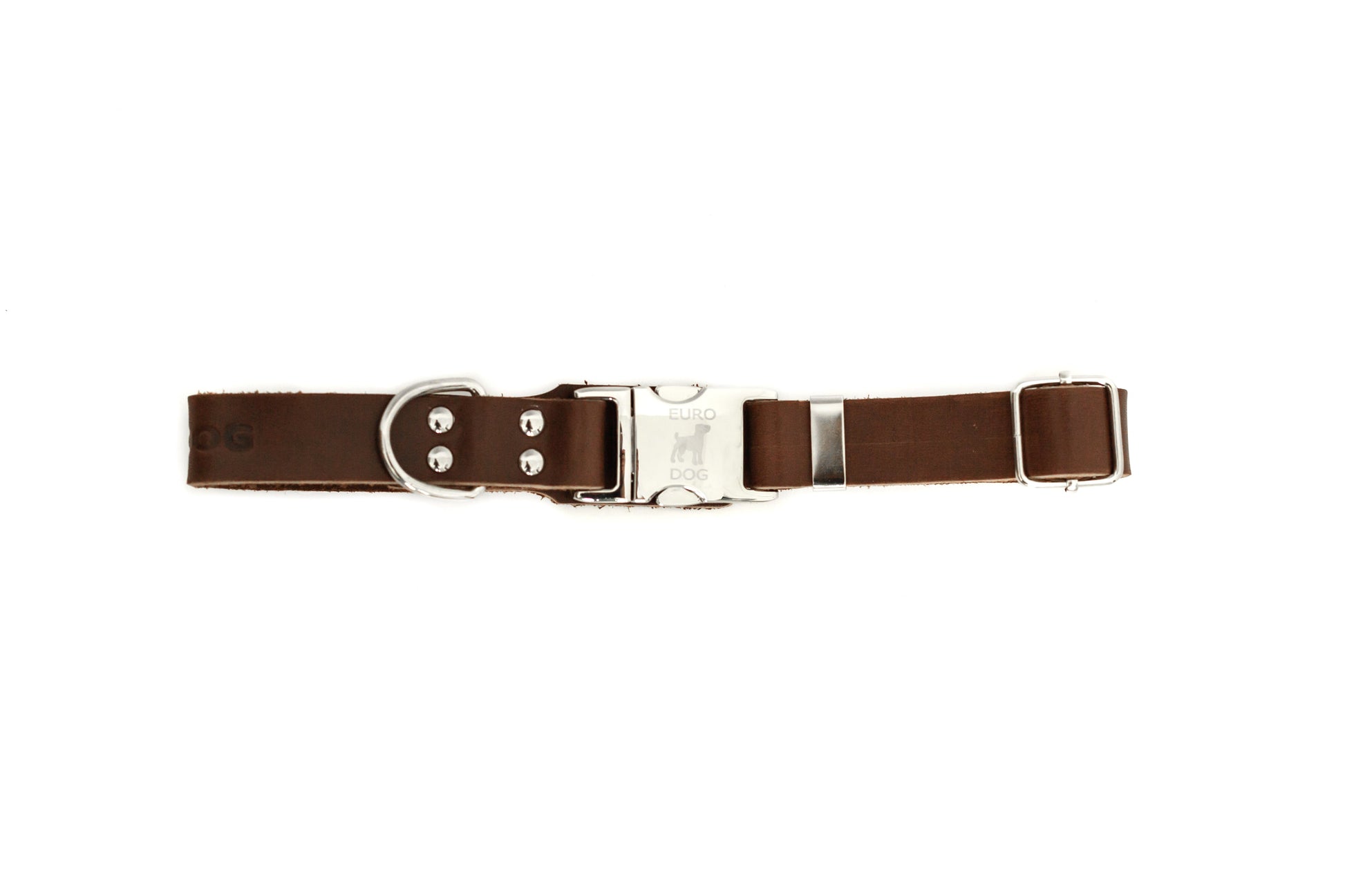 Modern Style Quick-Release Chocolate Leather Dog Collar Euro-Dog Collars and Leads