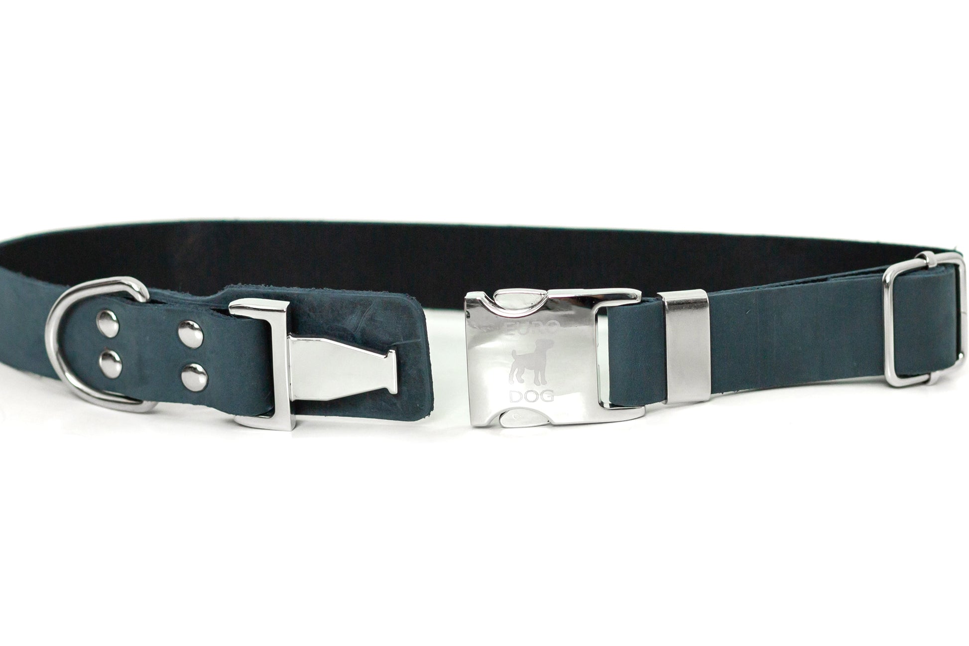 Modern Style Quick-Release Blue Jeans Leather Dog Collar Euro-Dog Collars and Leads