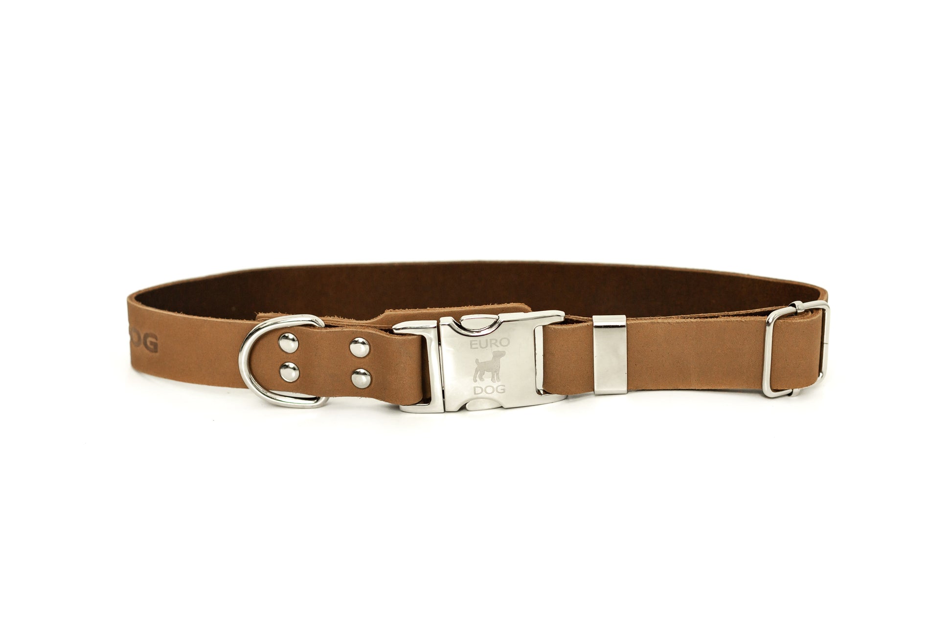 Modern Style Quick-Release Khaki Leather Dog Collar Euro-Dog Collars and Leads