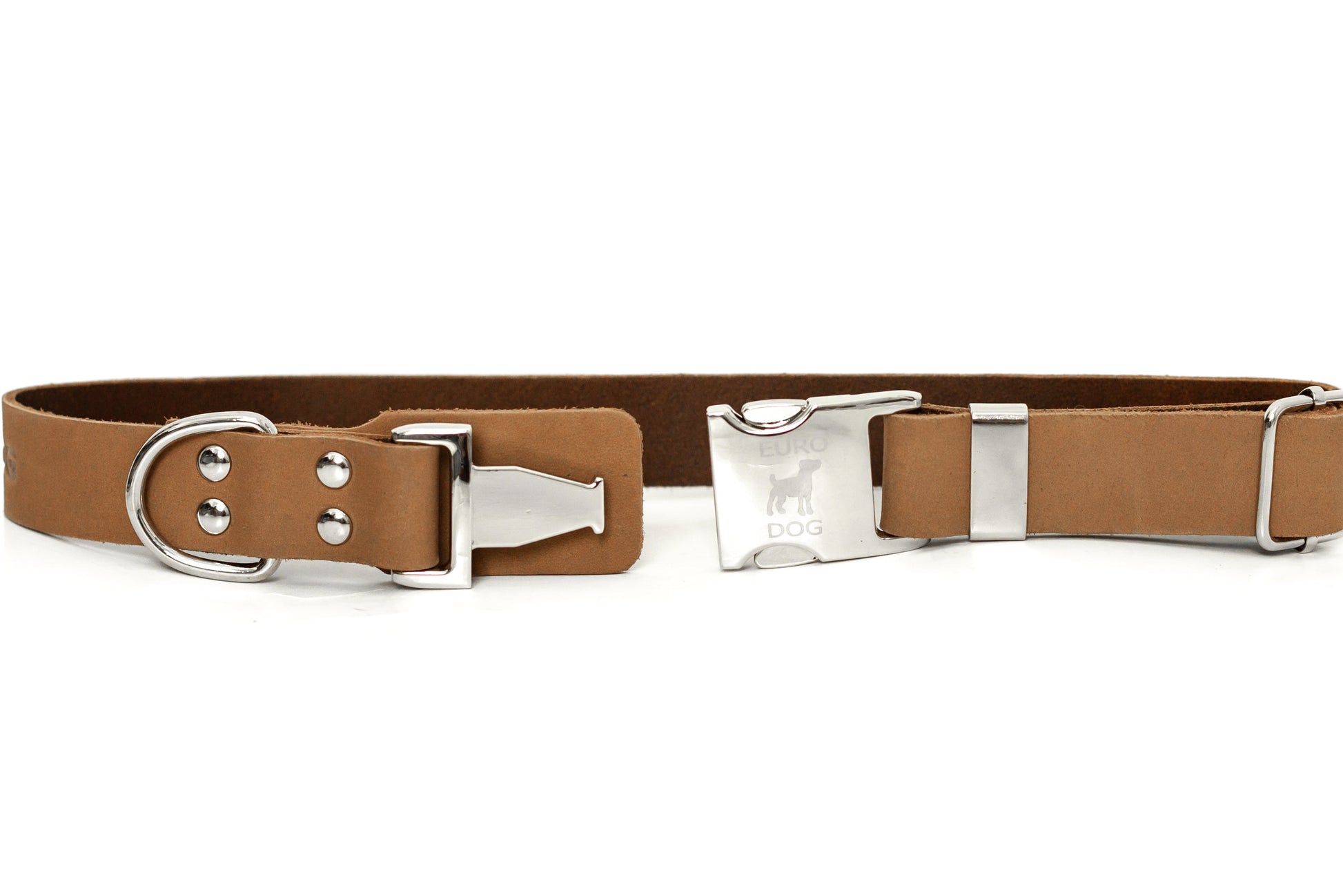 Modern Style Quick-Release Khaki Leather Dog Collar Euro-Dog Collars and Leads