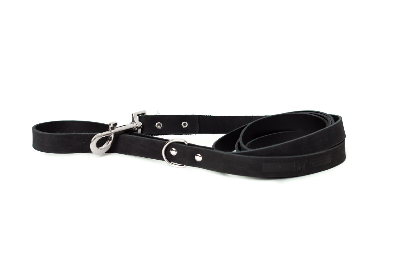 Modern Style Midnight Black Leather Leash Euro-Dog Collars and Leads