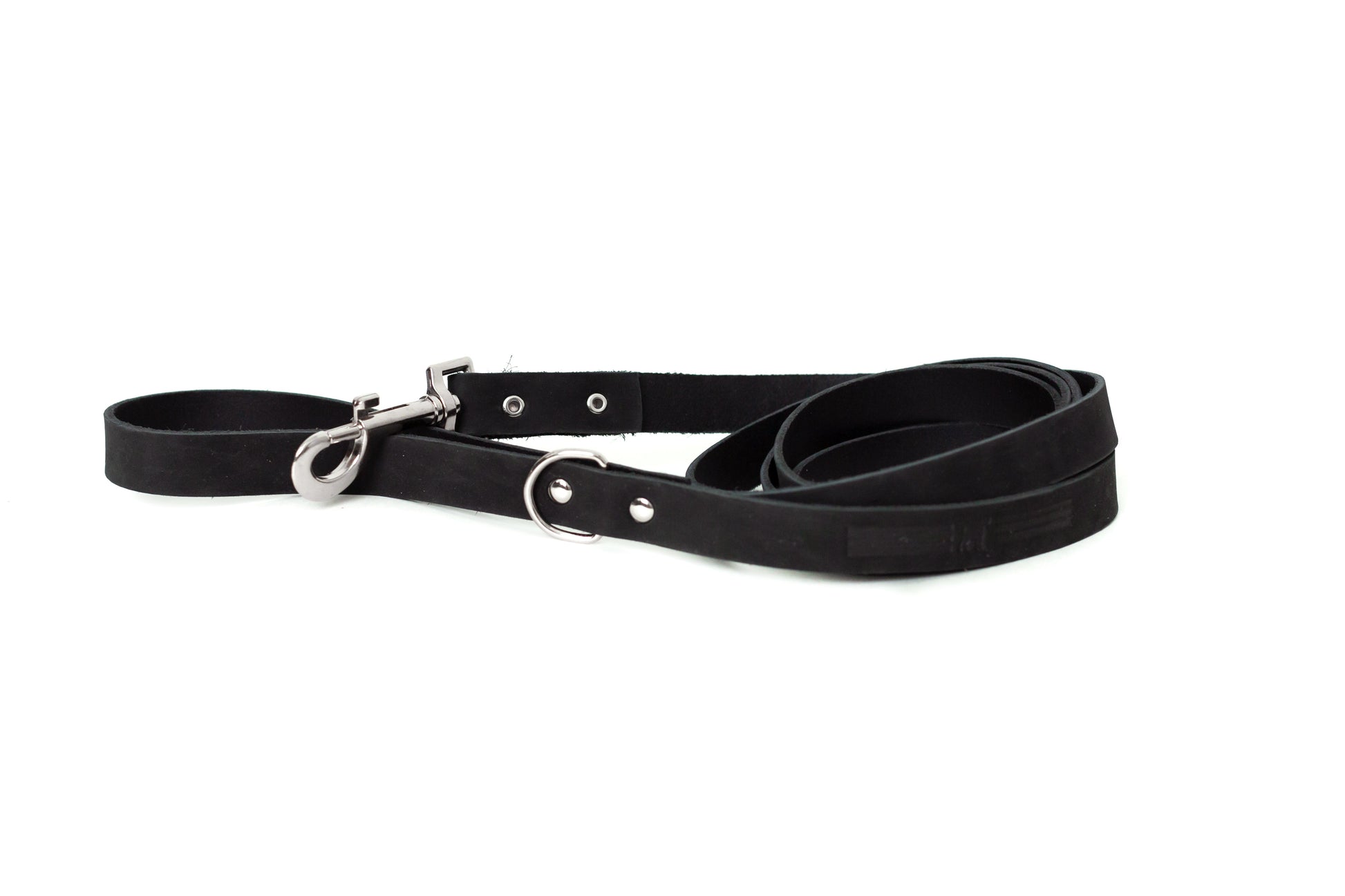 Modern Style Midnight Black Leather Leash Euro-Dog Collars and Leads
