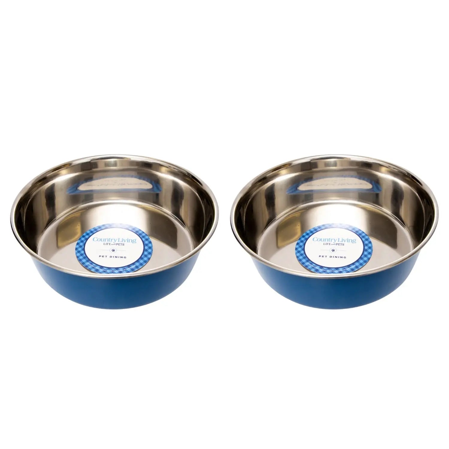 Country Living Set of 2 Heavy Gauge Stainless Steel Dog Bowls - Perfect for Food & Water American Pet Supplies