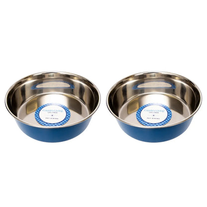 Country Living Set of 2 Heavy Gauge Stainless Steel Dog Bowls - Perfect for Food & Water American Pet Supplies
