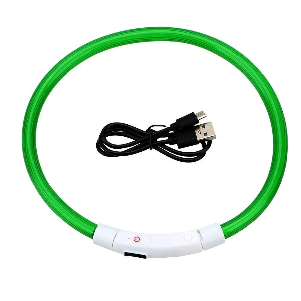 Usb Rechargeable Glow-In-The-Dark Pet Collar With Three Flashing Modes Dog Hugs Cat
