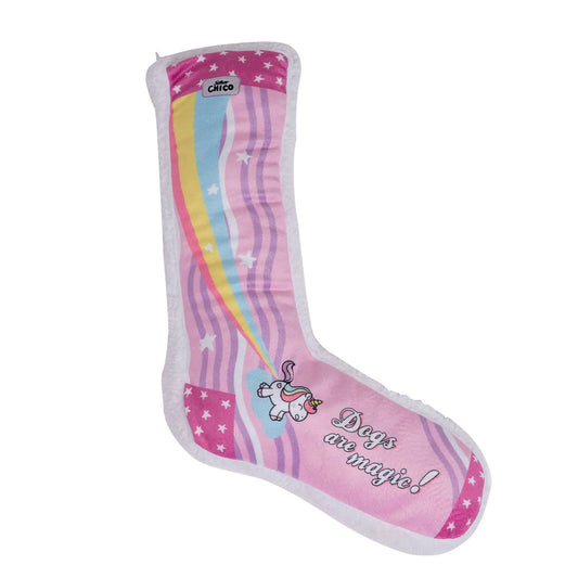 Squeaky Sock Plush Dog Toy – Whimsy Wonders Unicorn Design American Pet Supplies