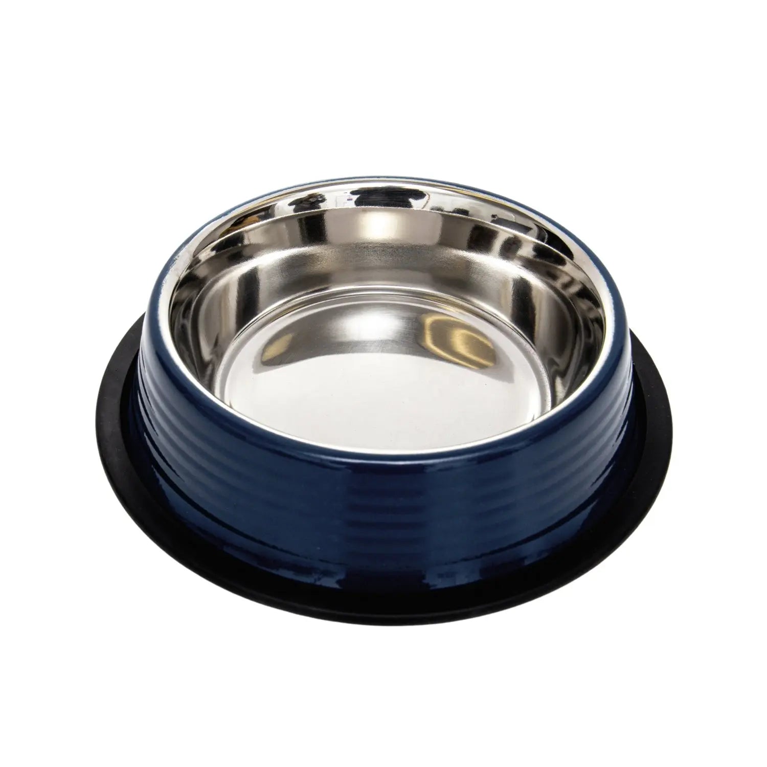 Country Living Set of 2 Ribbed Non-Slip Pet Bowls – Poseidon Blue American Pet Supplies