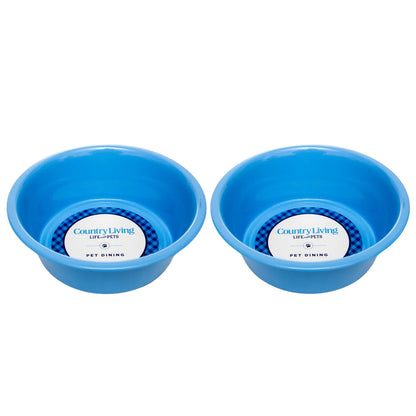 Country Living Set of 2 Coated Stainless Steel Heavy Dog Bowls - Ideal for Medium to Large Breeds American Pet Supplies