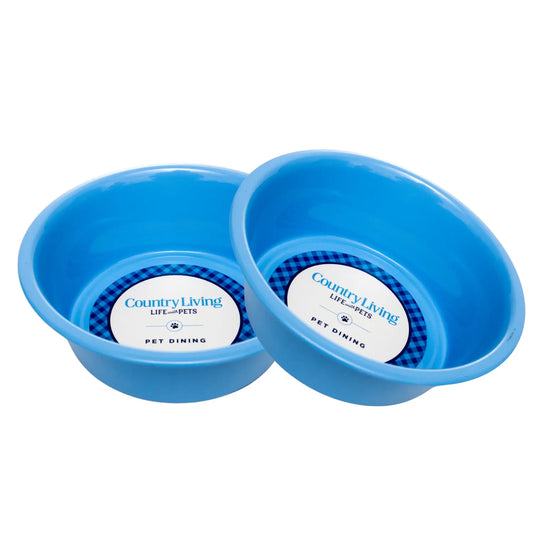 Country Living Set of 2 Coated Stainless Steel Heavy Dog Bowls - Ideal for Medium to Large Breeds American Pet Supplies