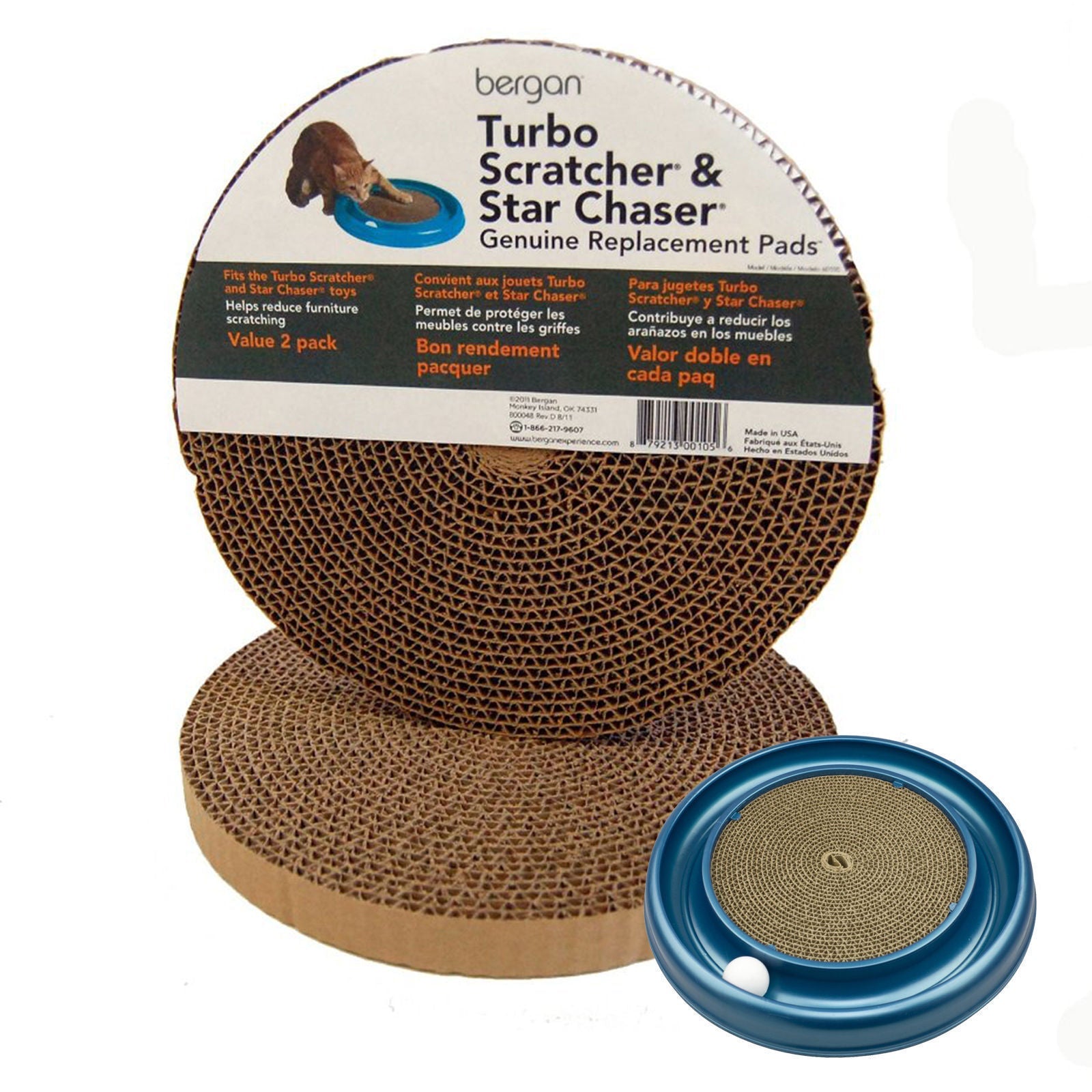 Bergan Turbo Scratcher Replacement Pads Tan, 1ea/2 pk