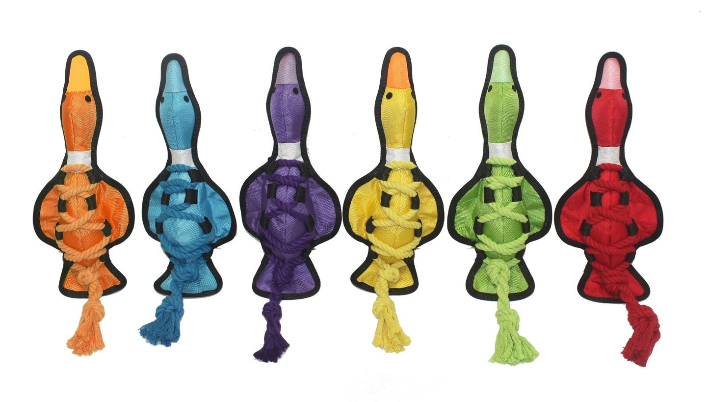 Multipet Cross Ropes Dog Toy Duck Assorted 11.5 in