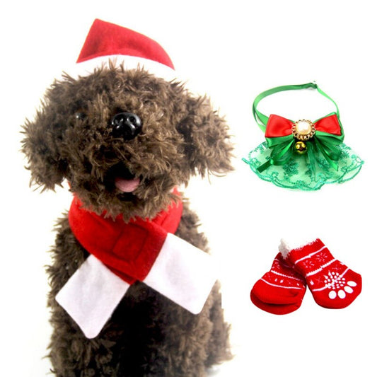 Autumn Winter Pet Dog Christmas Set Dog Cat Cap Funny Fabric Pet Costume Puppy Dog Caps Christmas Party Pets Accessories