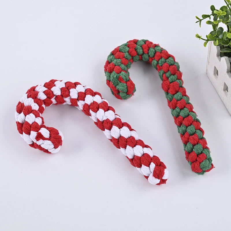 Cotton Rope Walking Stick Christmas Series Pet Toys Dog Teeth Sharpening & Cleaning Toys