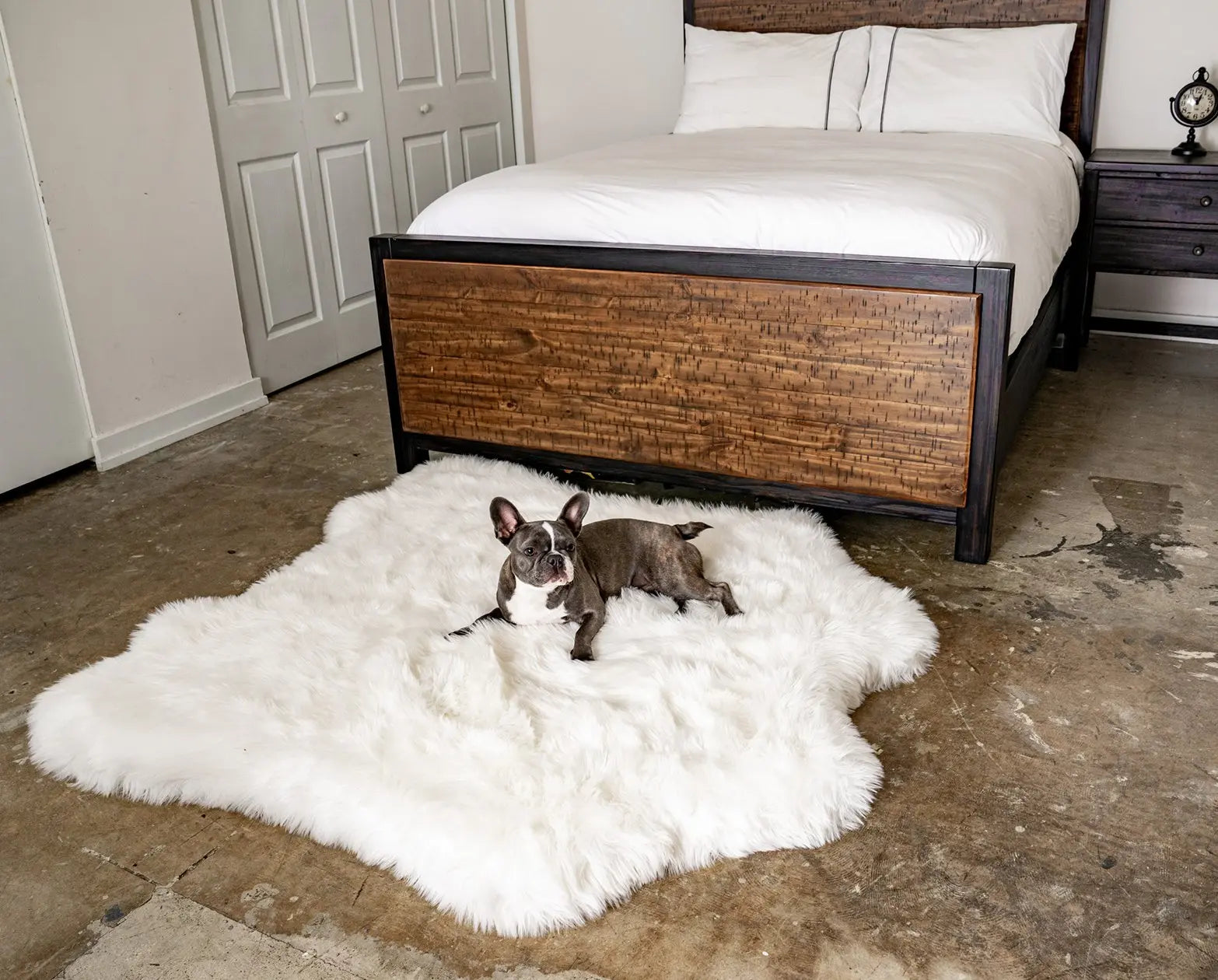 PupRug™ Animal Print Memory Foam Dog Bed - Polar Bear Faux Hide Paw.com