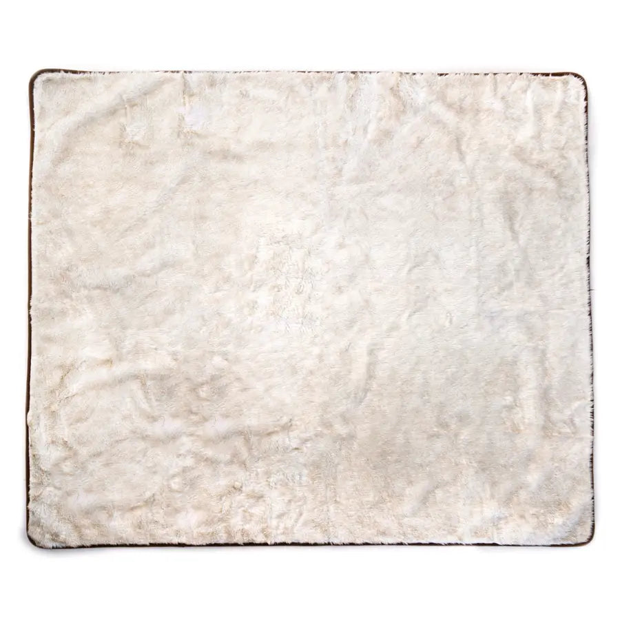 PupProtector™ Summer Short Fur Waterproof Throw Blanket - White with Brown Accents Paw.com