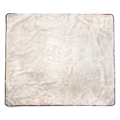 PupProtector™ Summer Short Fur Waterproof Throw Blanket - White with Brown Accents Paw.com