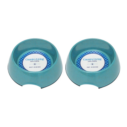 Country Living Set of 2 Natural Fiber Dog Bowls – Teal Blue American Pet Supplies