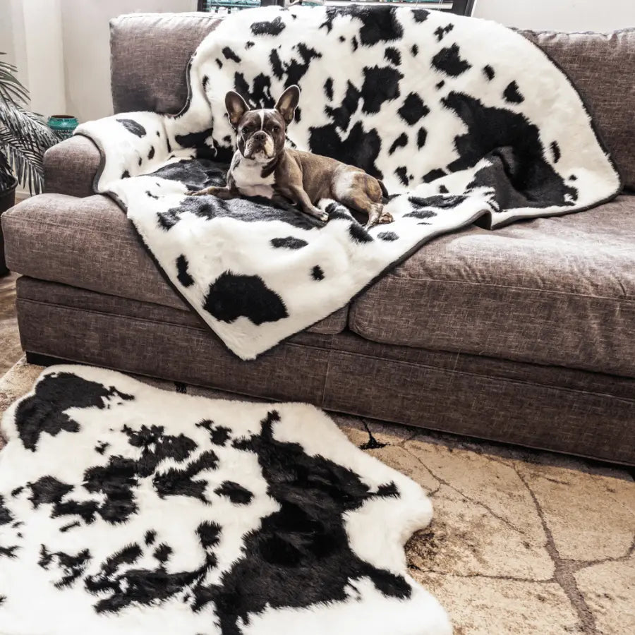 PupProtector™ Waterproof Throw Blanket - Black Faux Cowhide Paw.com