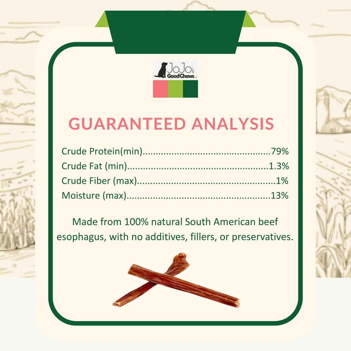 All-Natural Beef Gullet Stick Dog Treats – Delicious & Nutritious, Healthy Chews – 6 Inches (25/case)