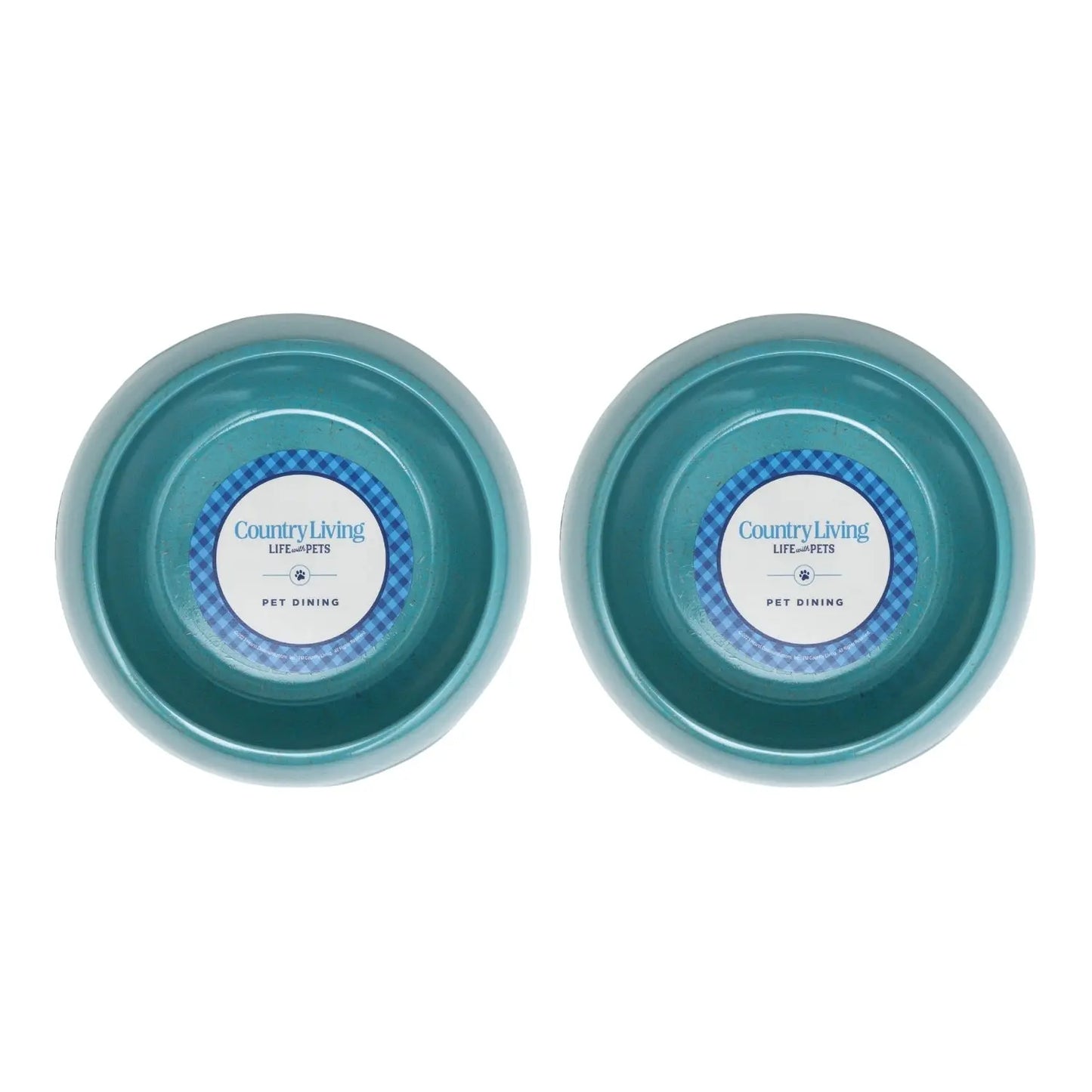 Country Living Set of 2 Natural Fiber Dog Bowls – Teal Blue American Pet Supplies