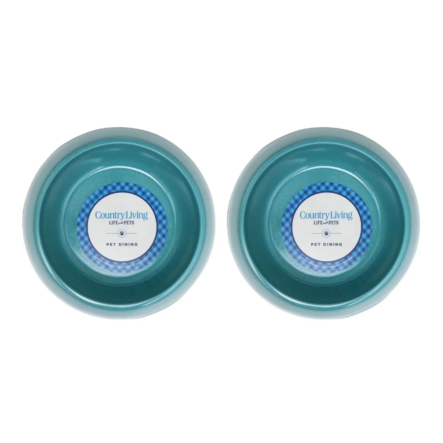 Country Living Set of 2 Natural Fiber Dog Bowls – Teal Blue American Pet Supplies