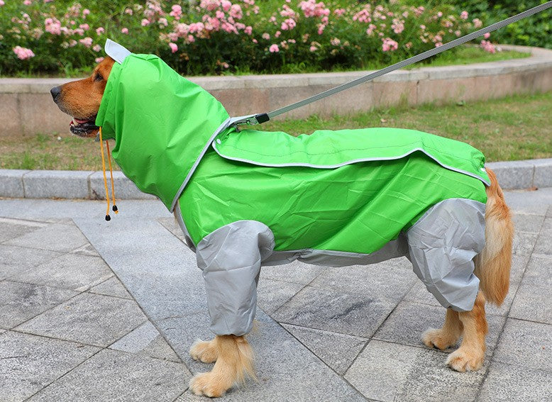 Pet dog raincoat, dog clothing processing, clothing and clothing, big dog raincoat, four legged golden fur, large dog