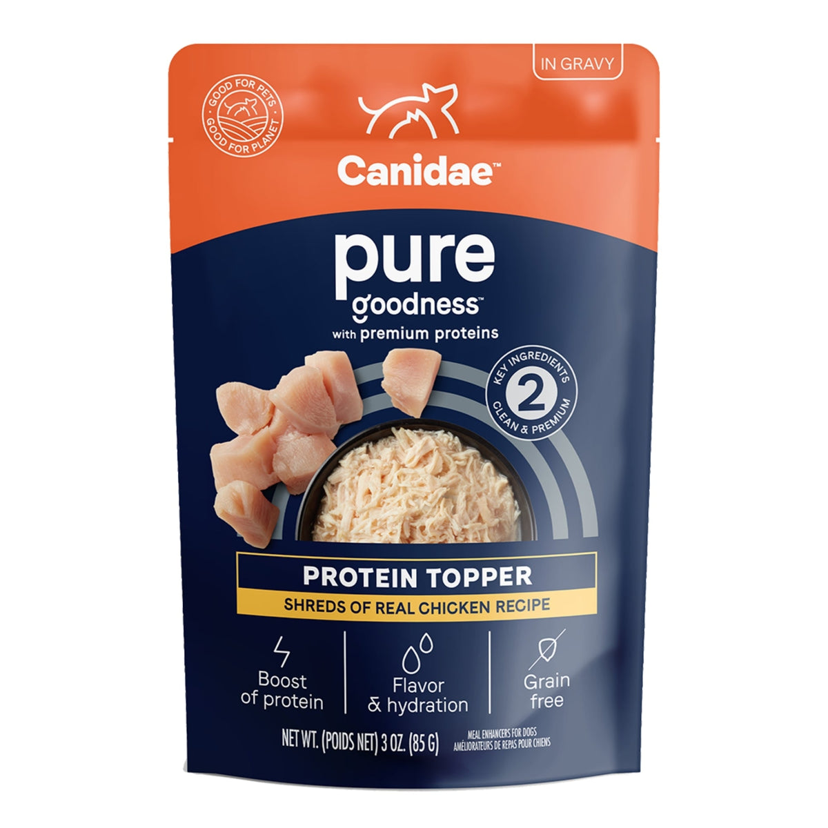 CANIDAE PURE goodness Protein Topper for Dogs Shredded Chicken in Gravy 3oz 12pk