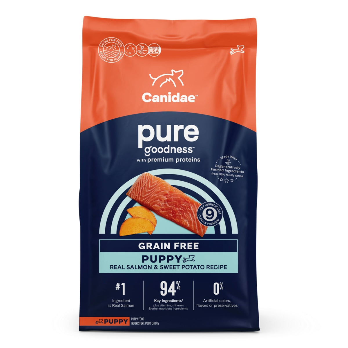 CANIDAE PURE goodness Grain-Free LID Dry Puppy Food Salmon & Sweet Potato 22lb