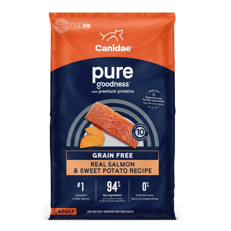 CANIDAE PURE Farm To Bowl GrainFree LID Dry Dog Food Salmon  Sweet Potato, 1ea/4 lb