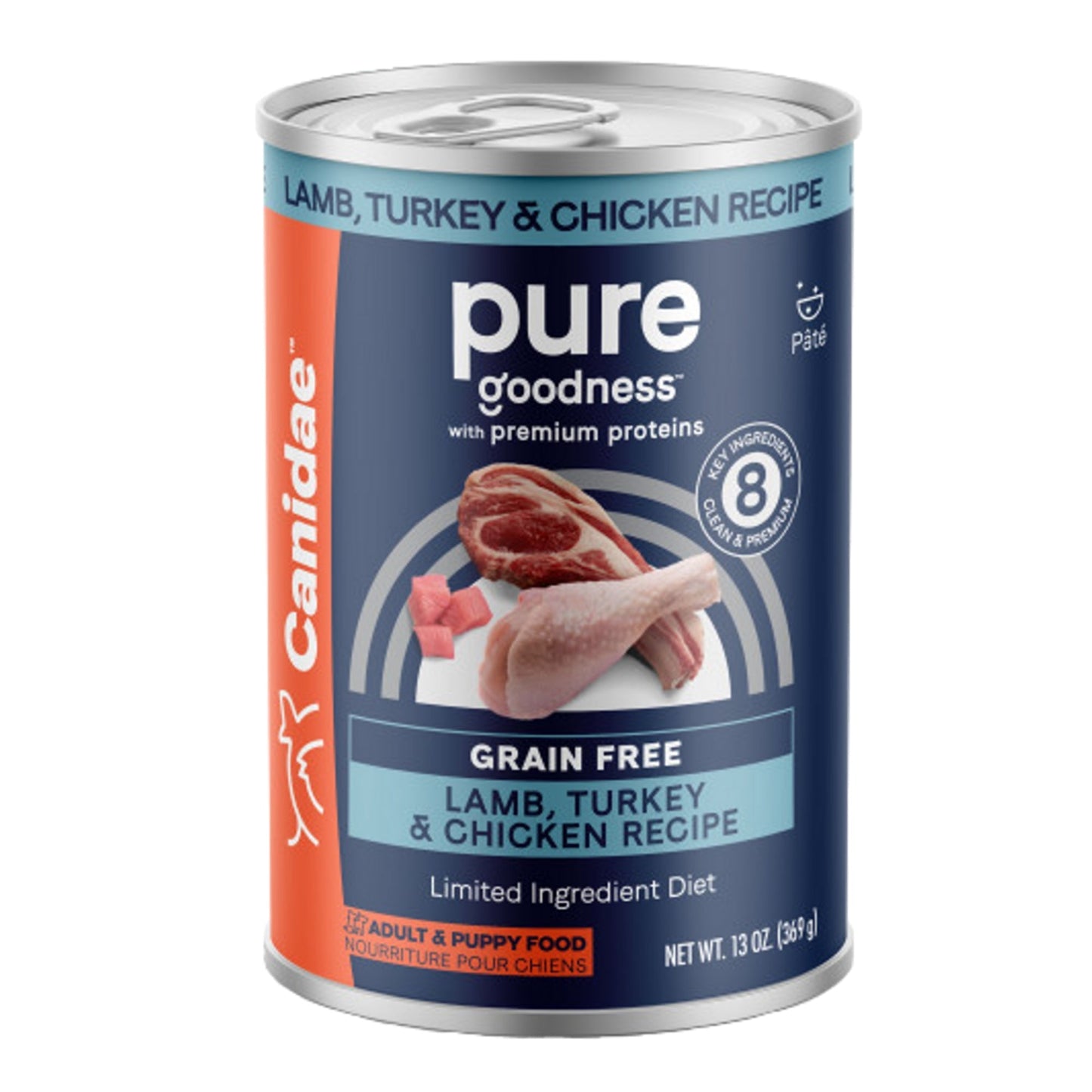 CANIDAE PURE Goodness GrainFree LID Canned Dog Food Elements Formula w/Lamb, Turkey  Chicken, 12ea/13 oz