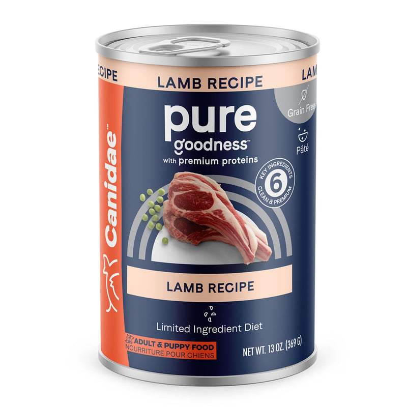 CANIDAE PURE Goodness GrainFree LID Canned Dog Food Land Formula w/Lamb, 12ea/13 oz