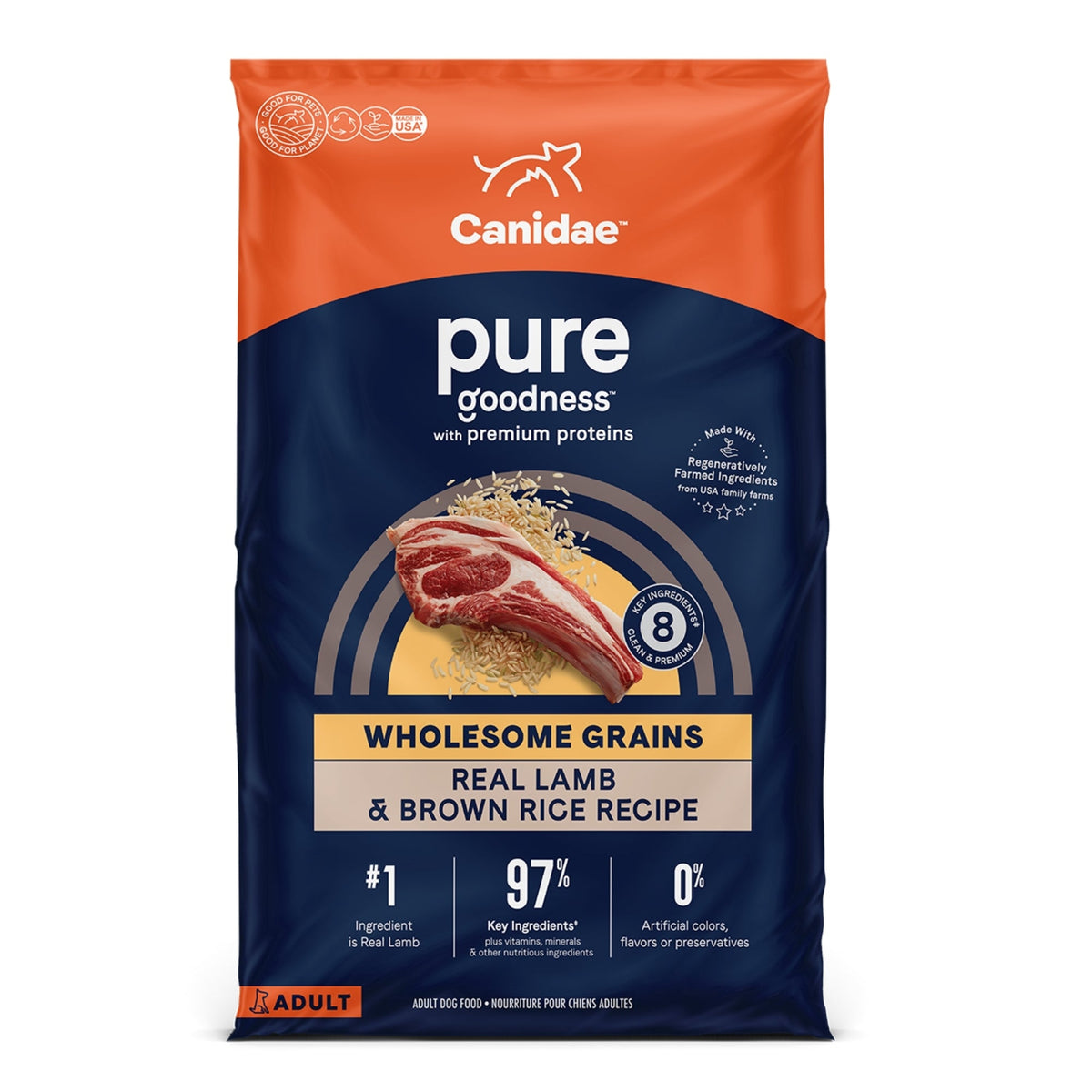 CANIDAE PURE goodness Grain-Free LID Dry Dog Food Lamb & Sweet Potato 22lb