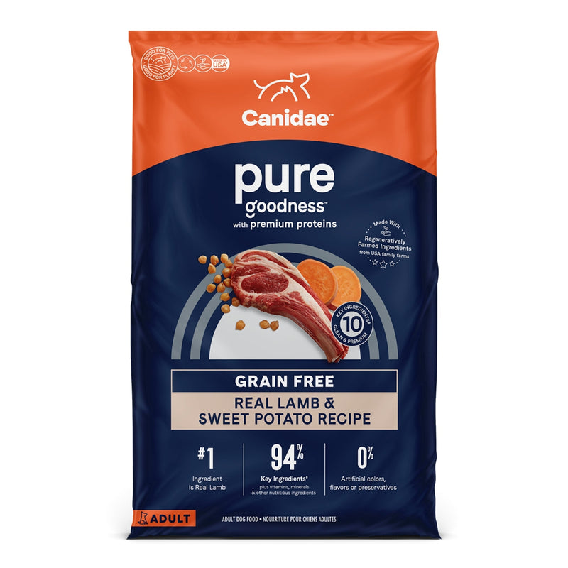 CANIDAE PURE Farm To Bowl GrainFree LID Dry Dog Food Lamb  Pea, 1ea/4 lb
