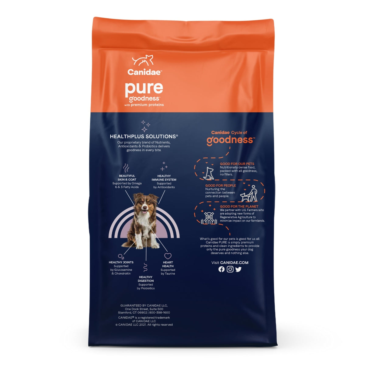 CANIDAE PURE Farm To Bowl GrainFree LID Dry Dog Food Bison, Lentil  Carrot, 1ea/21 lb