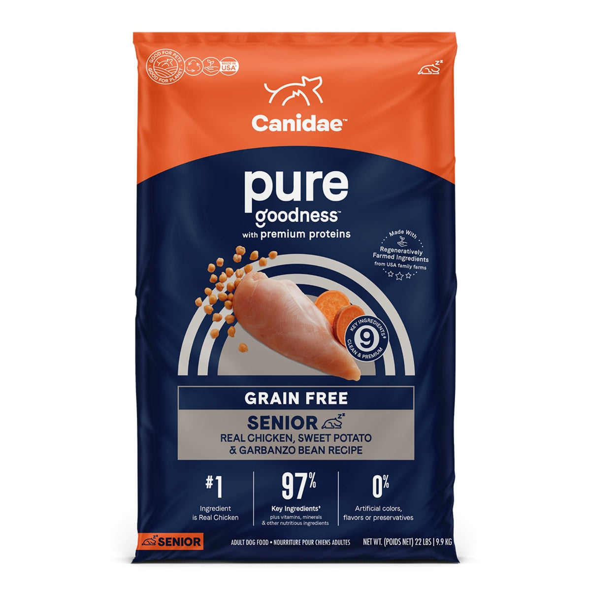 CANIDAE PURE goodness Grain-Free LID Senior Dry Dog Food Chicken 22lb