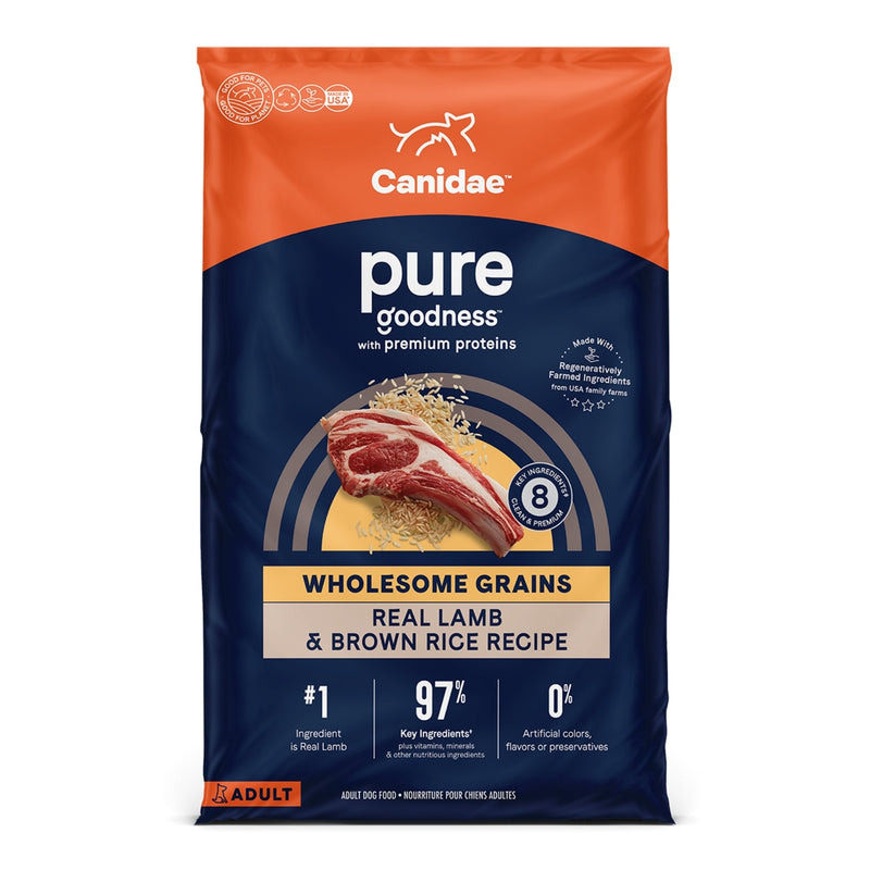 CANIDAE PURE Farm To Bowl  w/Wholesome Grains Dry Dog Food Lamb  Brown Rice, 1ea/22 lb