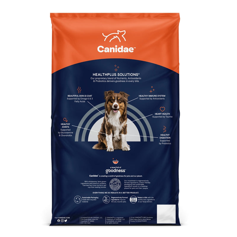 CANIDAE PURE Farm To Bowl  w/Wholesome Grains Dry Dog Food Beef  Barley, 1ea/22 lb