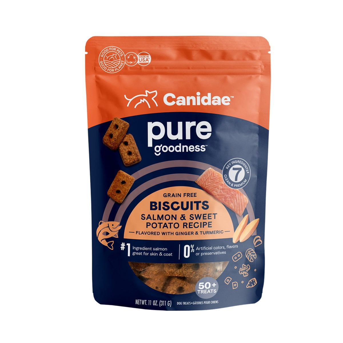 CANIDAE PURE goodness Grain-Free Dog Biscuits Salmon & Sweet Potato 11 oz
