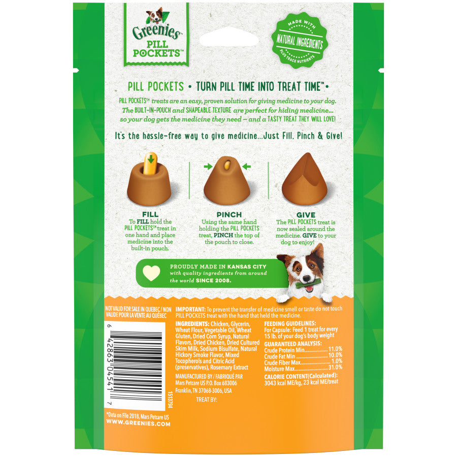 GREENIES PILL POCKETS Treats Chicken Flavor Capsule Size 7.9oz