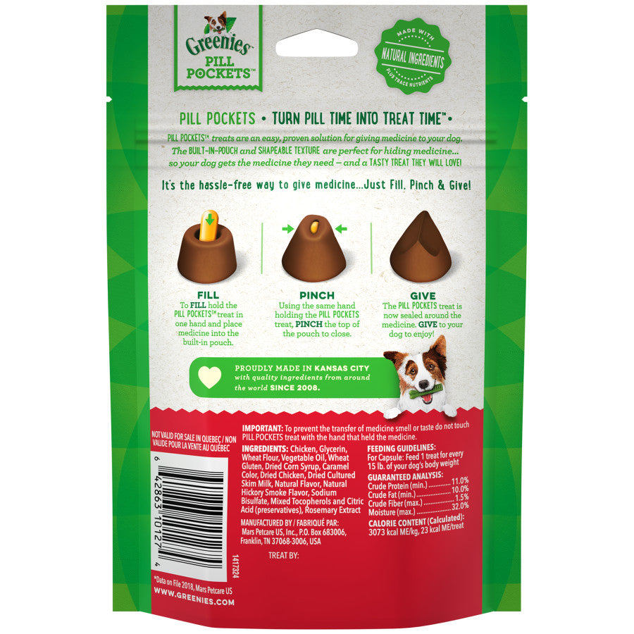 GREENIES PILL POCKETS Treats Hickory Smoke Capsule Size 7.9oz
