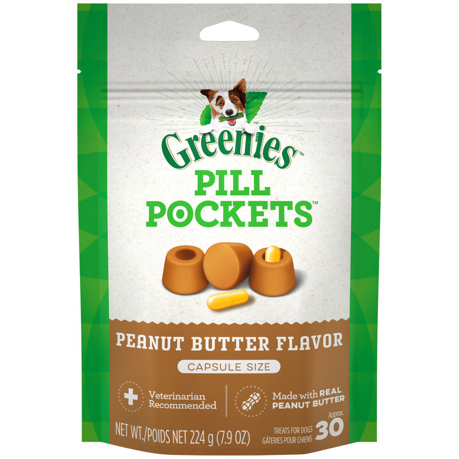 GREENIES PILL POCKETS Treats Real Peanut Butter Flavor Capsule Size 7.9oz