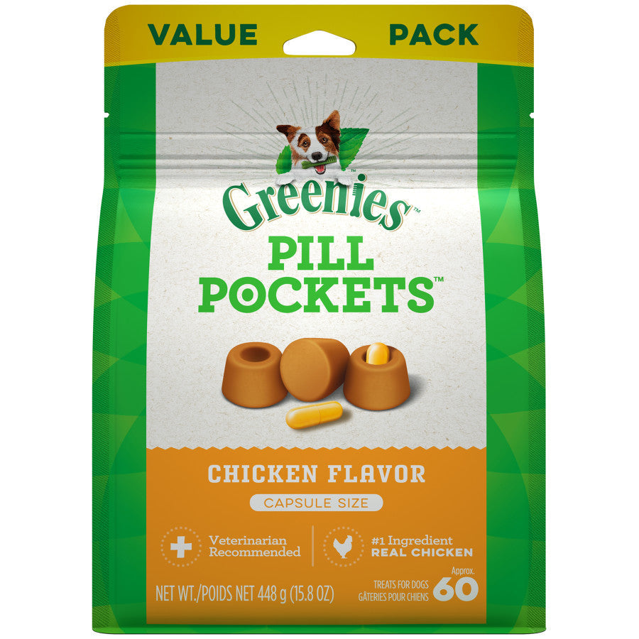 GREENIES PILL POCKETS Treats Chicken Flavor Capsule Size 15.8oz