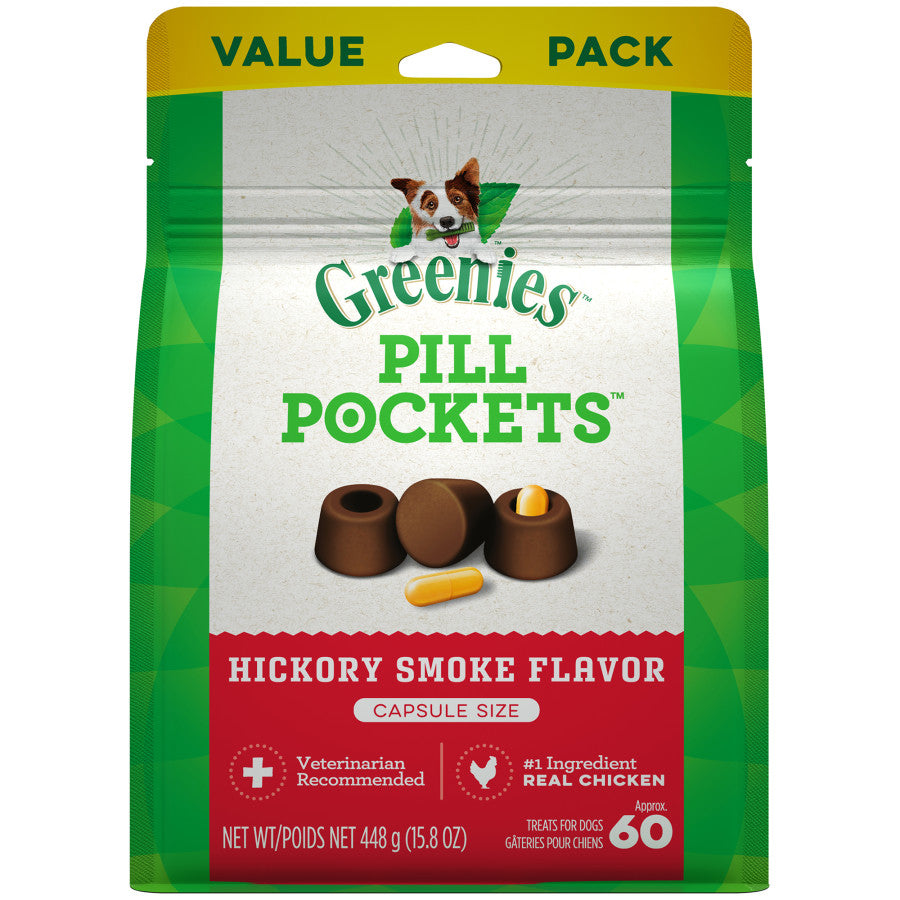 GREENIES PILL POCKETS Treats Hickory Smoke Flavor Capsule Size 15.8oz