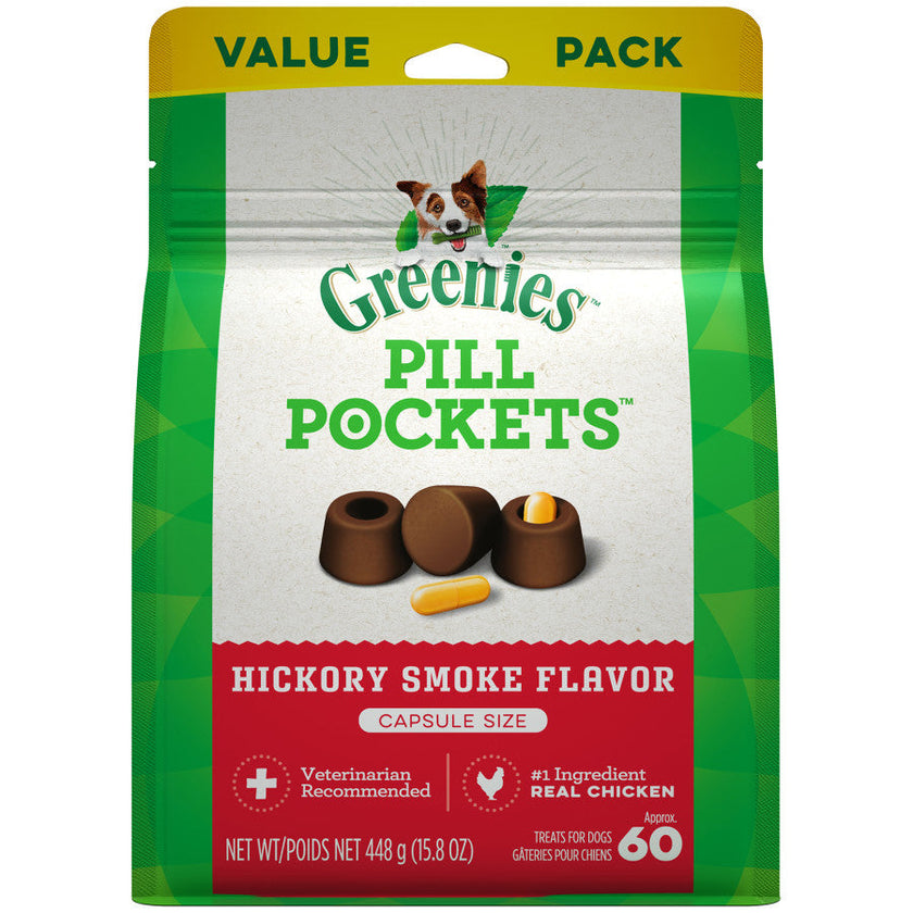 GREENIES PILL POCKETS Treats Hickory Smoke Flavor Capsule Size 15.8oz