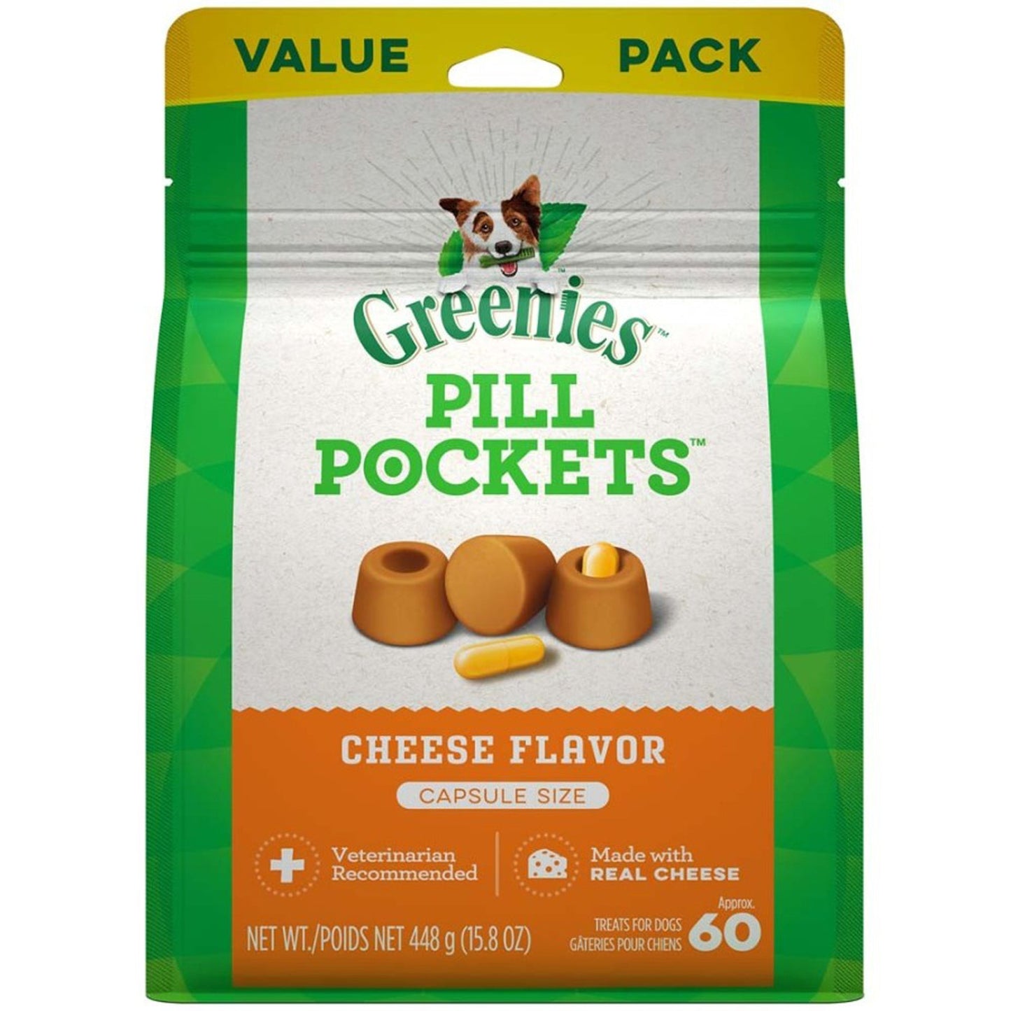 GREENIES PILL POCKETS Treats Cheese Flavor Capsule Size 15.8oz