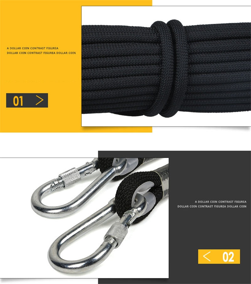 Professional Climbing Cord 12mm Diameter Length 10-100m 18KN High Strength polypropylene Paracord Safety Rope with 2pcs Buckle