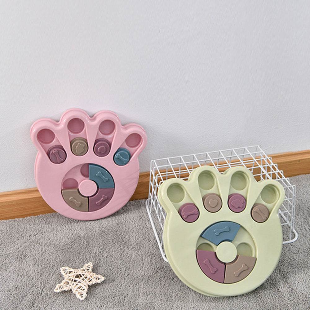 Pet Food Dispenser Dog Bowl Multifunction Educational Dog Toys Anti Choke Footprint Design Dog Puzzle Platter Training